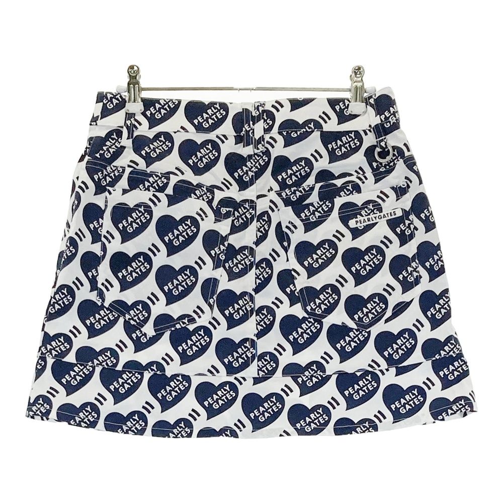 サイズ 0 PEARLY GATES パーリーゲイツ 055-2134404 ストレッチスカート ハート柄 ホワイト系 240101543758 ゴルフウェア レディース ストスト