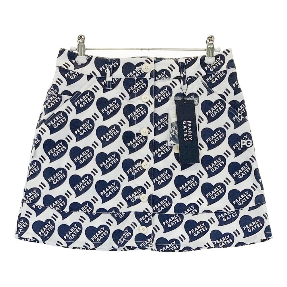 サイズ 0 PEARLY GATES パーリーゲイツ 055-2134404 ストレッチスカート ハート柄 ホワイト系 240101543758 ゴルフウェア レディース ストスト
