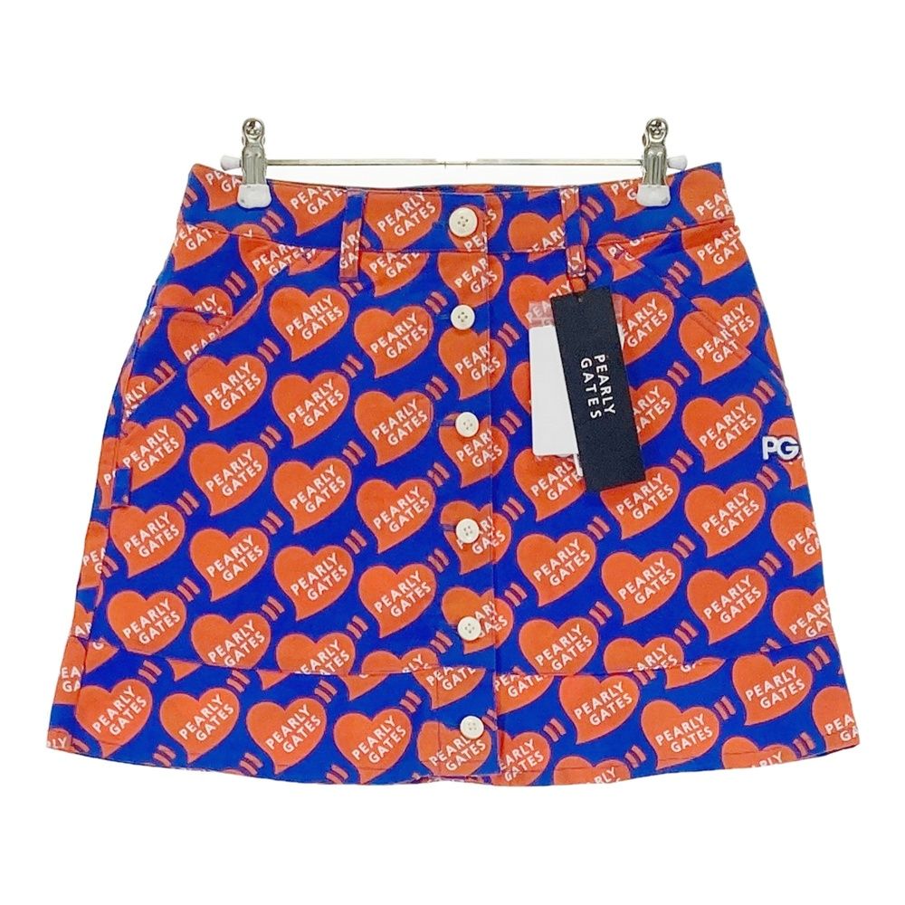 サイズ 0 PEARLY GATES パーリーゲイツ 055-2134404 ストレッチスカート ハート柄 ブルー系 240101543759 ゴルフウェア レディース ストスト