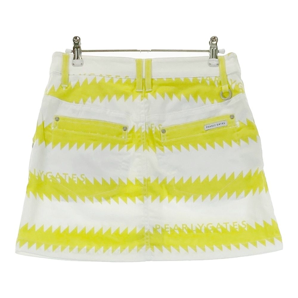 サイズ 0 PEARLY GATES パーリーゲイツ 055 2234608 ストレッチスカート ギザギザボーダー柄 ホワイト系 ゴルフウェア レディース ストスト