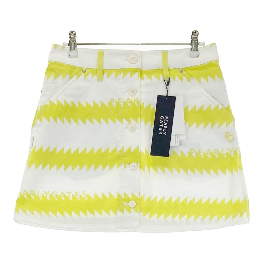 サイズ 0 PEARLY GATES パーリーゲイツ 055-2234608 ストレッチスカート ギザギザボーダー柄 ホワイト系 240101543760 ゴルフウェア レディース ストスト