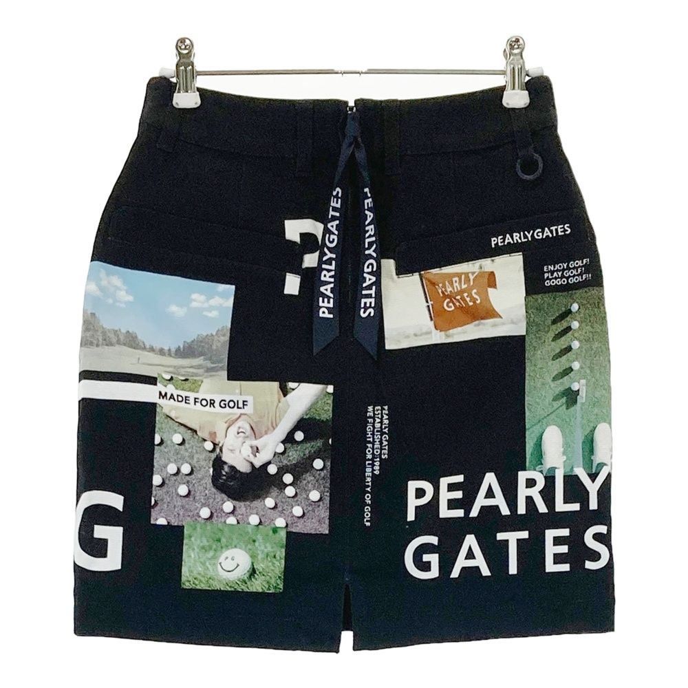 サイズ 00 PEARLY GATES パーリーゲイツ 055 2234916 ストレッチスカート コラージュ柄 ブラック系 ゴルフウェア レディース ストスト