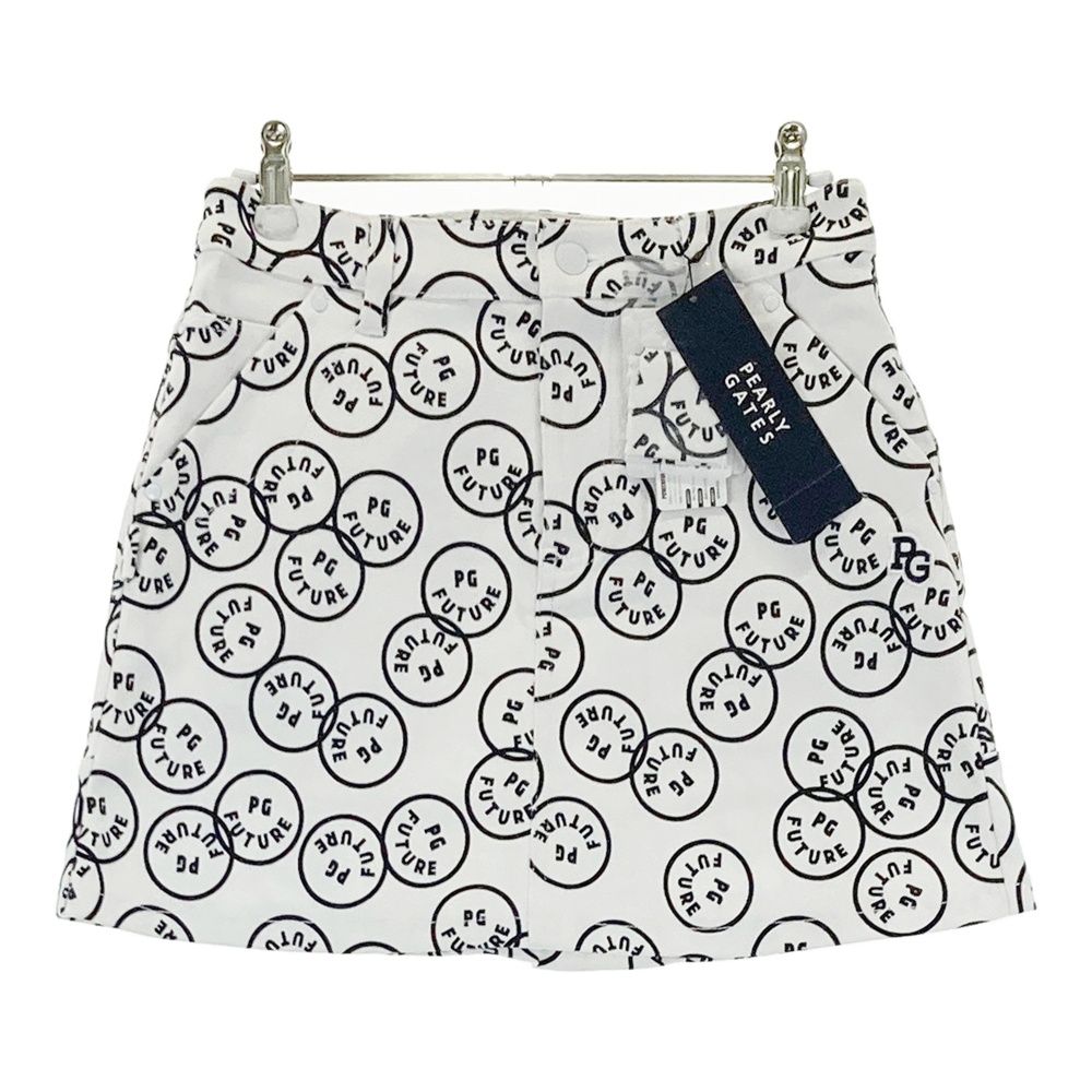 サイズ 00 PEARLY GATES パーリーゲイツ 055-2134012 ストレッチスカート FUTURE NIKO ニコちゃん 総柄 ホワイト系 240101543786 ゴルフウェア レディース ストスト