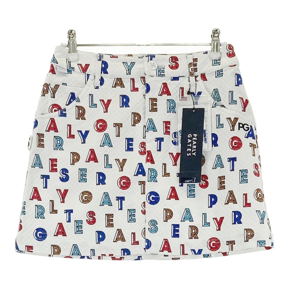 サイズ 00 PEARLY GATES パーリーゲイツ 055-1234900 ストレッチスカート ロゴ柄 ホワイト系 240101543811 ゴルフウェア レディース ストスト