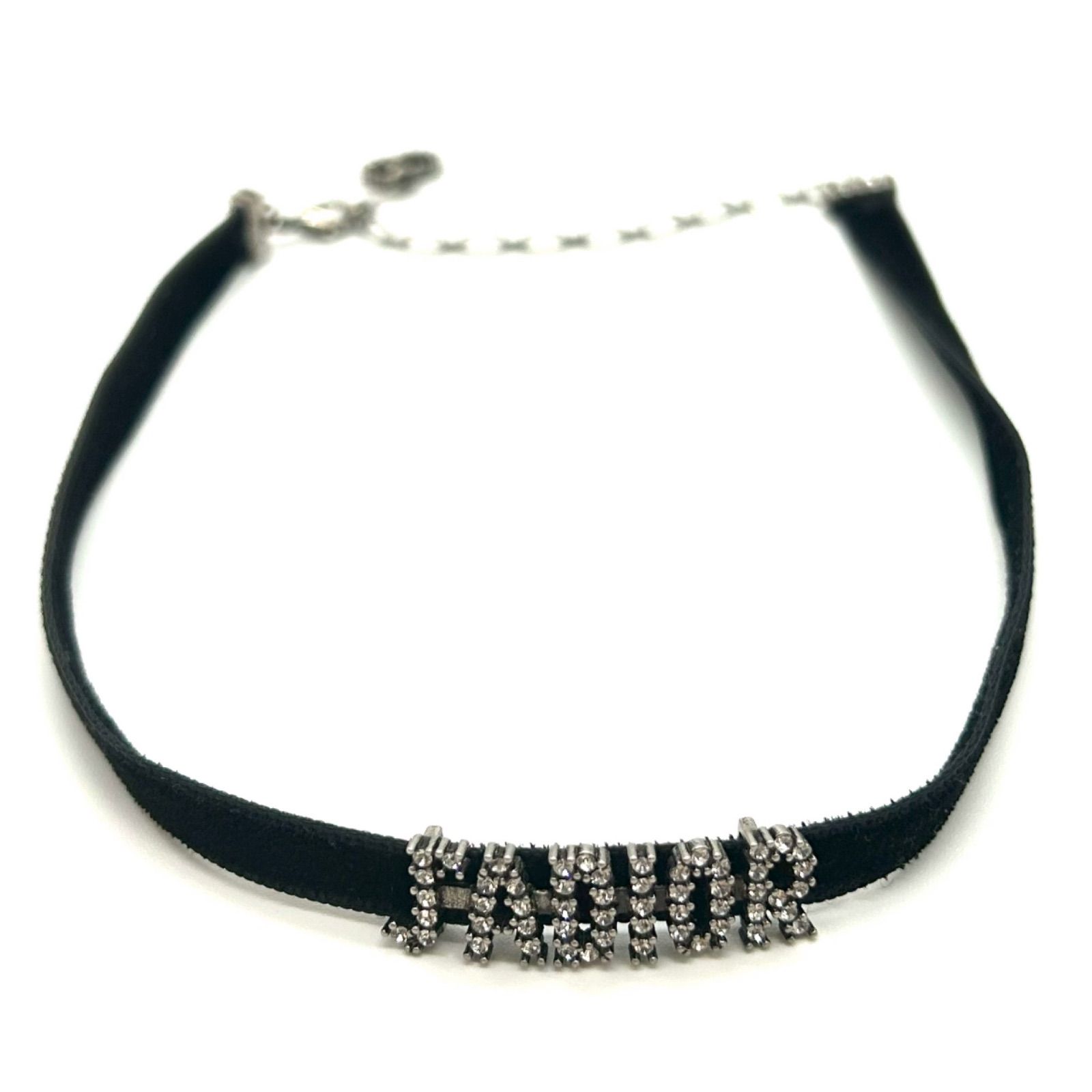 CHRISTIAN DIOR クリスチャンディオール J ADIOR チョーカー ネックレス メタル ポリエステル ラインストーン ブラック シルバー アクセサリー
