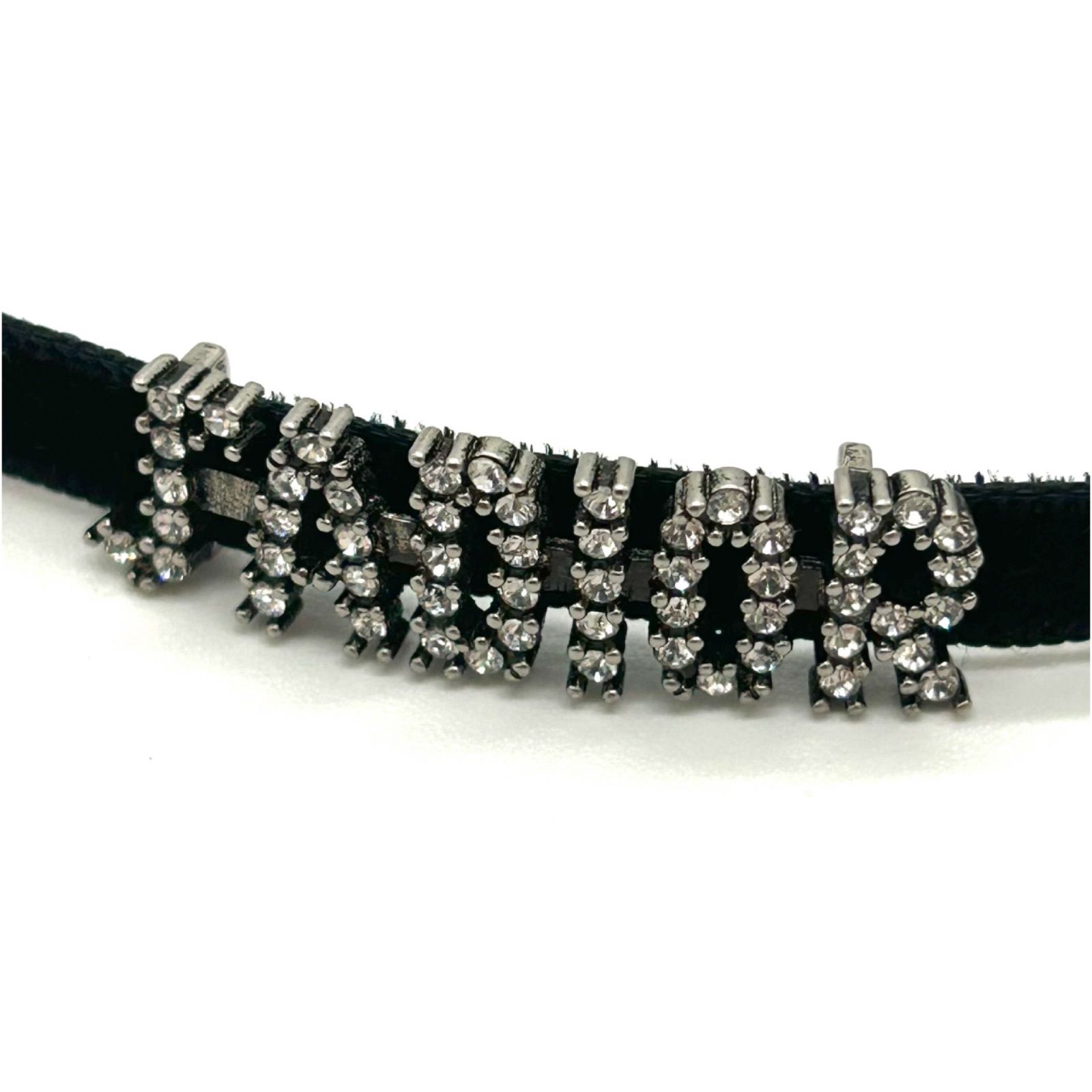 CHRISTIAN DIOR クリスチャンディオール J ADIOR チョーカー ネックレス メタル ポリエステル ラインストーン ブラック シルバー