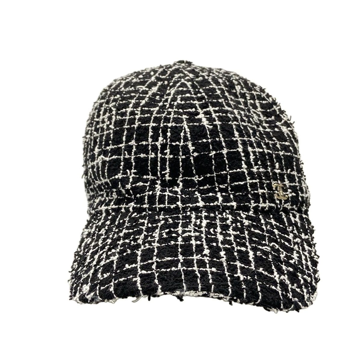 CHANEL シャネル キャップ - 黒×白 シルバー金具 ココマーク ウール