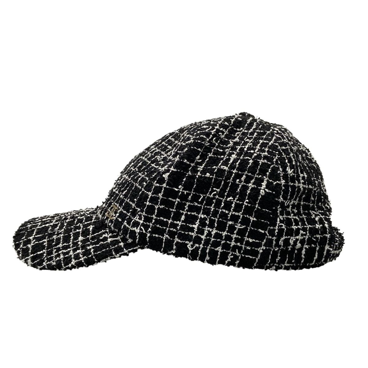 CHANEL シャネル キャップ - 黒×白 シルバー金具 ココマーク ウール