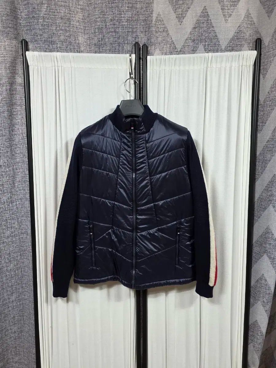 キム・ヨンジュゴルフ カシミア ウールニット バイカラー 防風 ダウン ジップアップ (L)