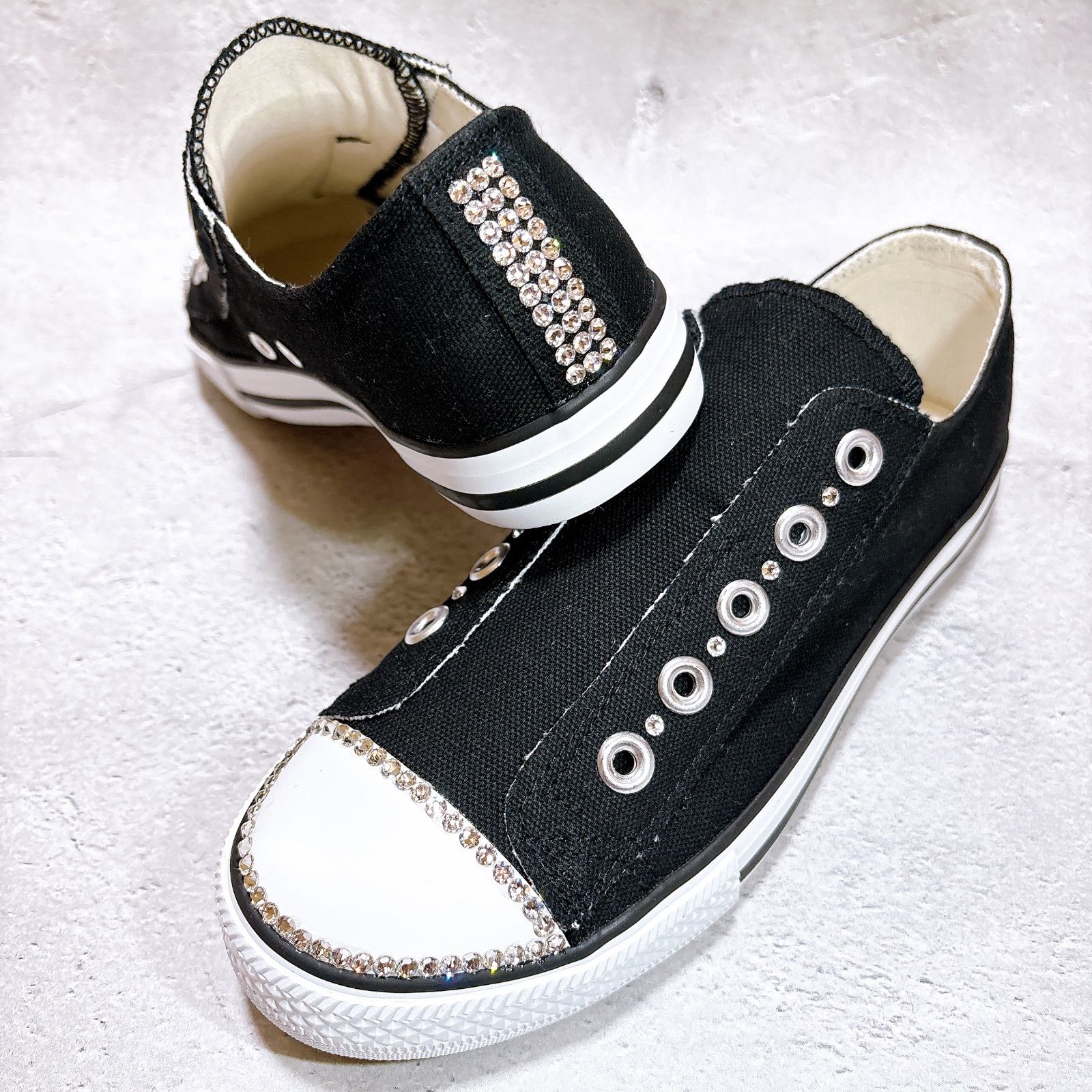 貴和クリスタル クリスタルガラス キラキラ スニーカー スリッポン