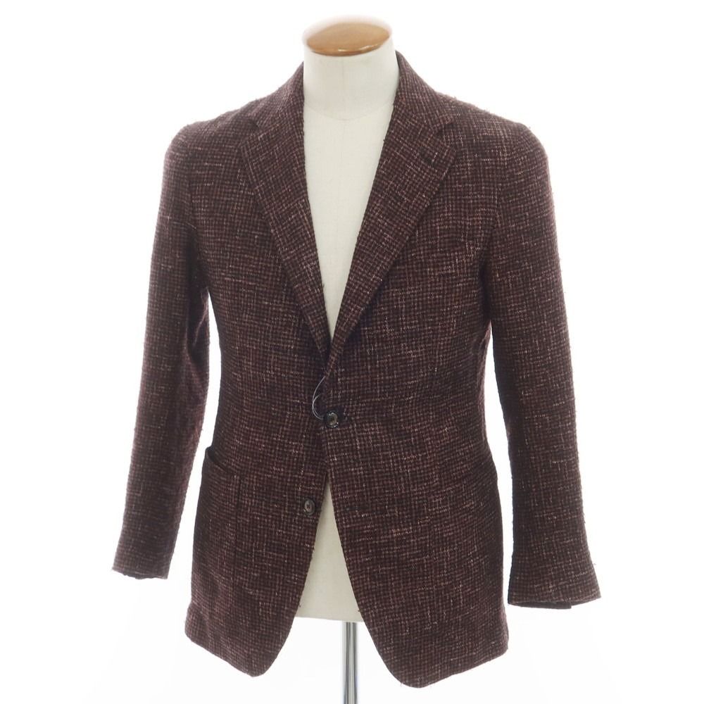 【】タリアトーレ TAGLIATORE ウールシルク系 2つボタン カジュアルジャケット バーガンディxブラック【サイズ48】【メンズ】