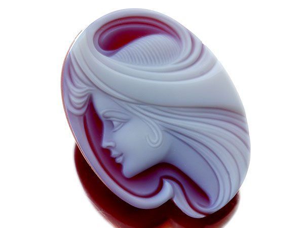 ジュエリー エルヴィン ポーリー作 ロングヘアの貴婦人 レッドストーンカメオルース 29.8ｍｍ×21.7ｍｍ a2761i