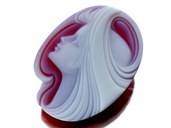 ジュエリー エルヴィン ポーリー作 ロングヘアの貴婦人 レッドストーンカメオルース 29.8ｍｍ×21.7ｍｍ a2761i