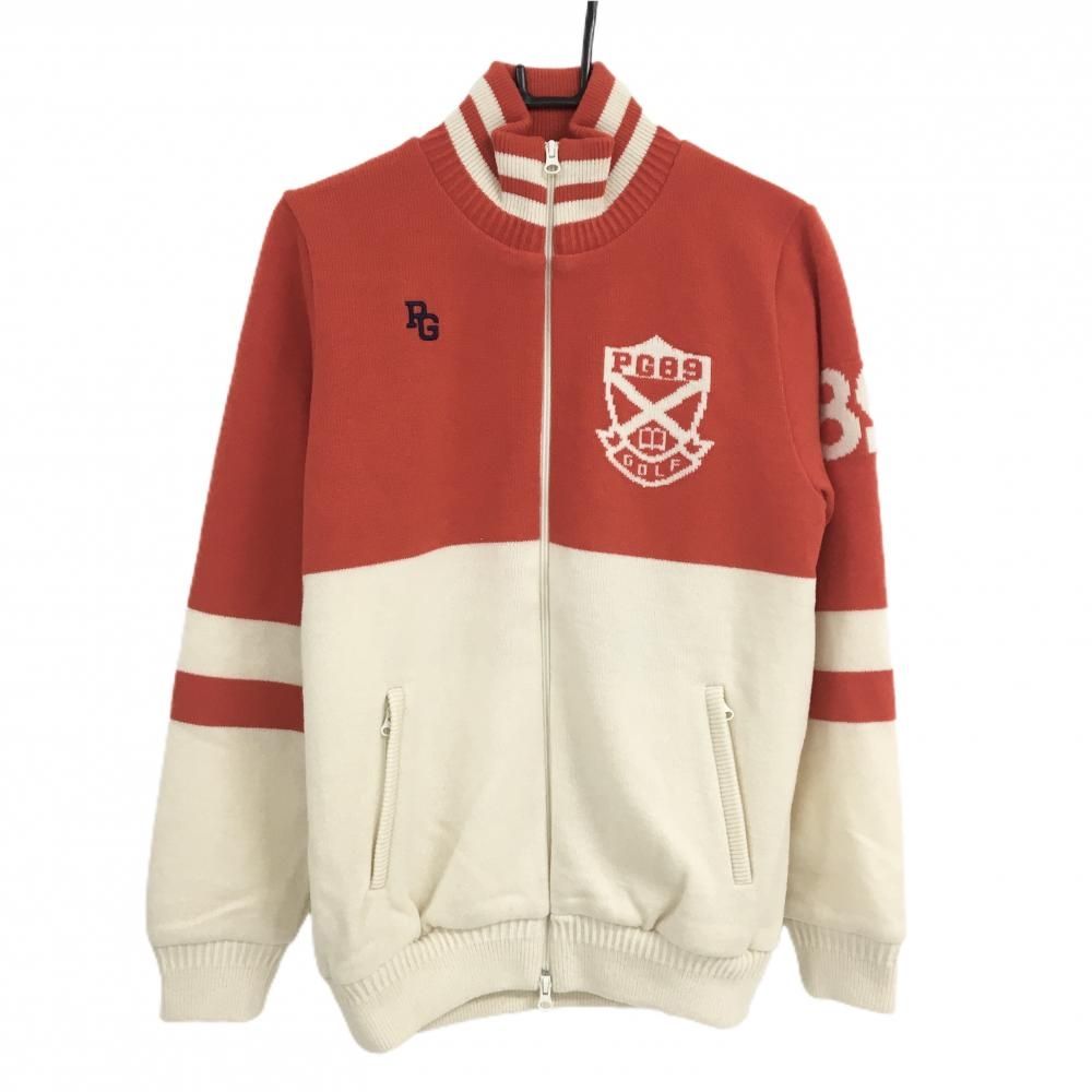 パーリーゲイツ ニットジャケット ベージュ×レッド 裏地メッシュ DIAPLEX ブルゾン メンズ 5 L ゴルフウェア PEARLY GATES