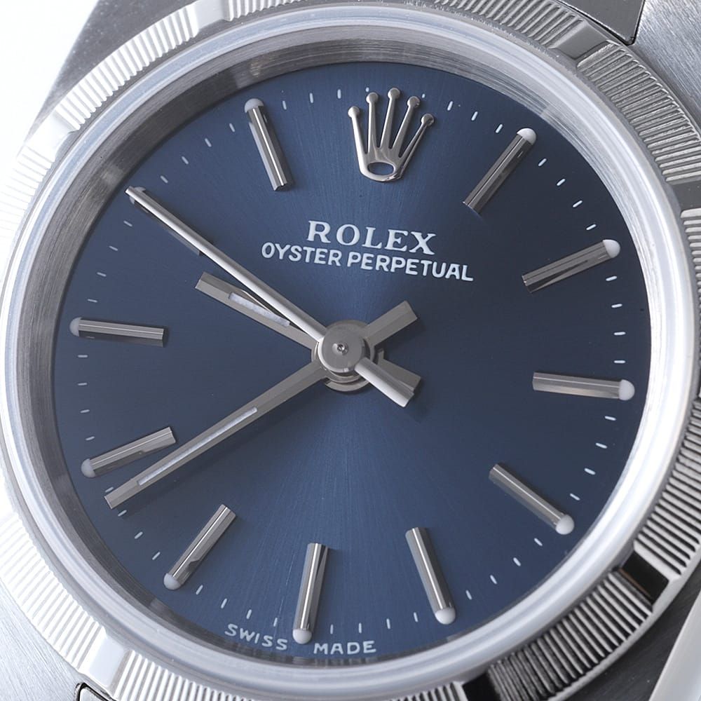 ロレックス オイスターパーペチュアル 76030 ブルー バー Y番 レディース