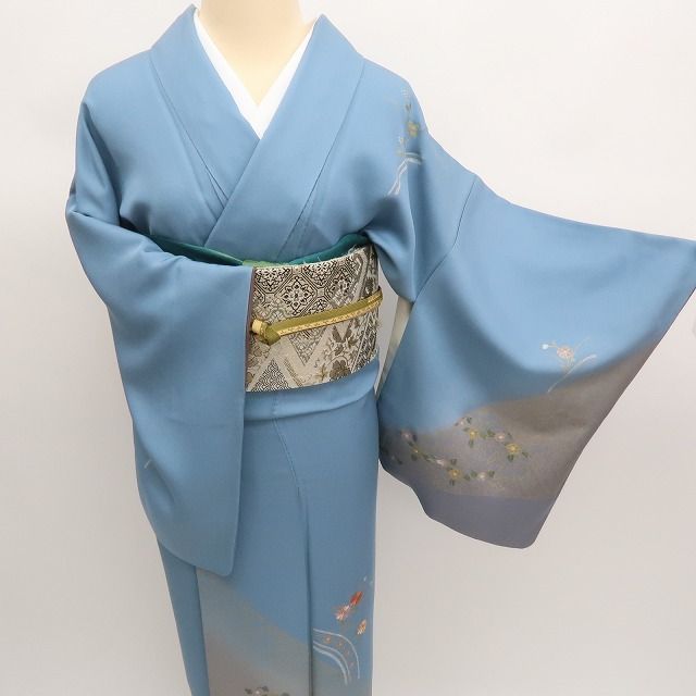 平和屋着物○上質な紬 横段花文 正絹 逸品 未使用 AABC0088zg