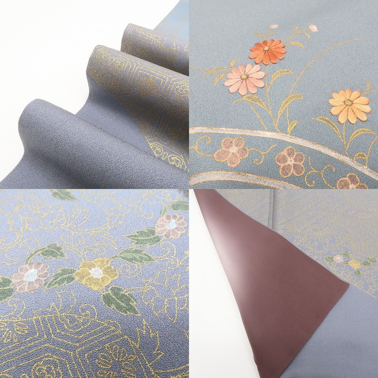 平和屋着物○訪問着 絞り 刺繍 枝花文 金彩 正絹 逸品 未使用 AABC3345ph