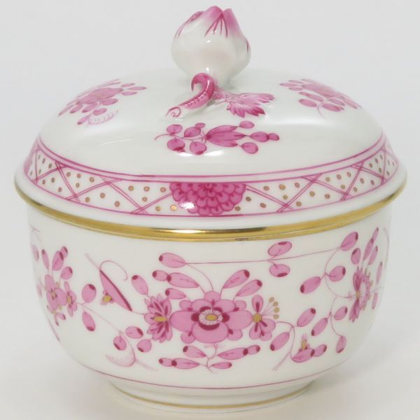 マイセン シュガーポット インドの華 リッチピンク 小物入れ 砂糖入れ 金彩 洋食器 meissen 1個