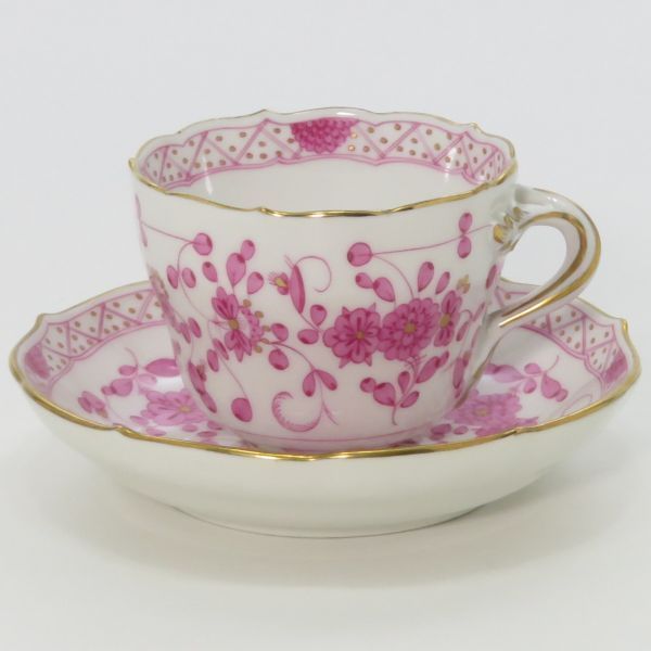 マイセン カップ-ソーサー インドの華 リッチピンク C-S 洋食器 1客 Meissen 1
