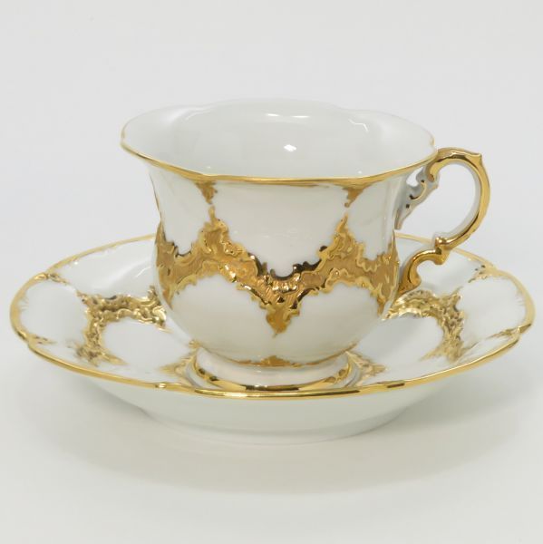 マイセン カップ-ソーサー Bフォーム グランツゴールド C-S 洋食器 金彩 1客 Meissen 1級品 2