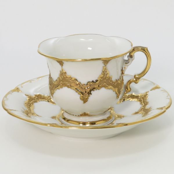 マイセン カップ-ソーサー Bフォーム グランツゴールド C-S 洋食器 金彩 1客 Meissen 1級品 4