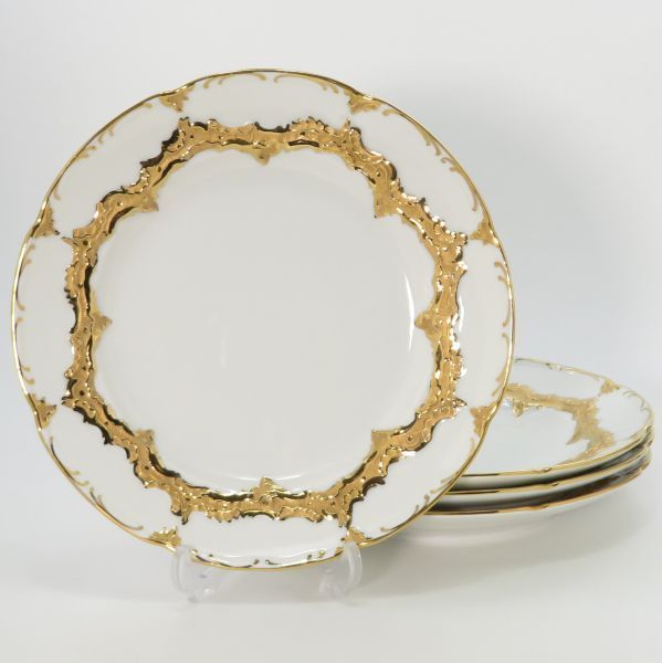 マイセン プレート Bフォーム グランツゴールド プレート 直径 19cm 高さ2.5cm 皿 洋食器 4枚セット 金彩 Meissen