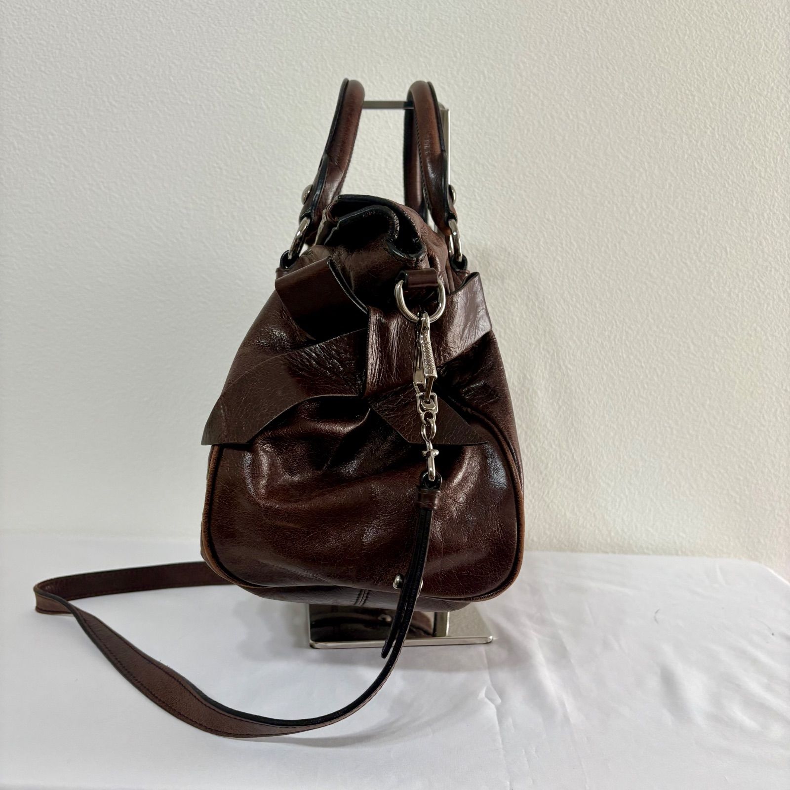 Miu Miu Vitello Lux Ribbon 2way Bag brown - メルカリ