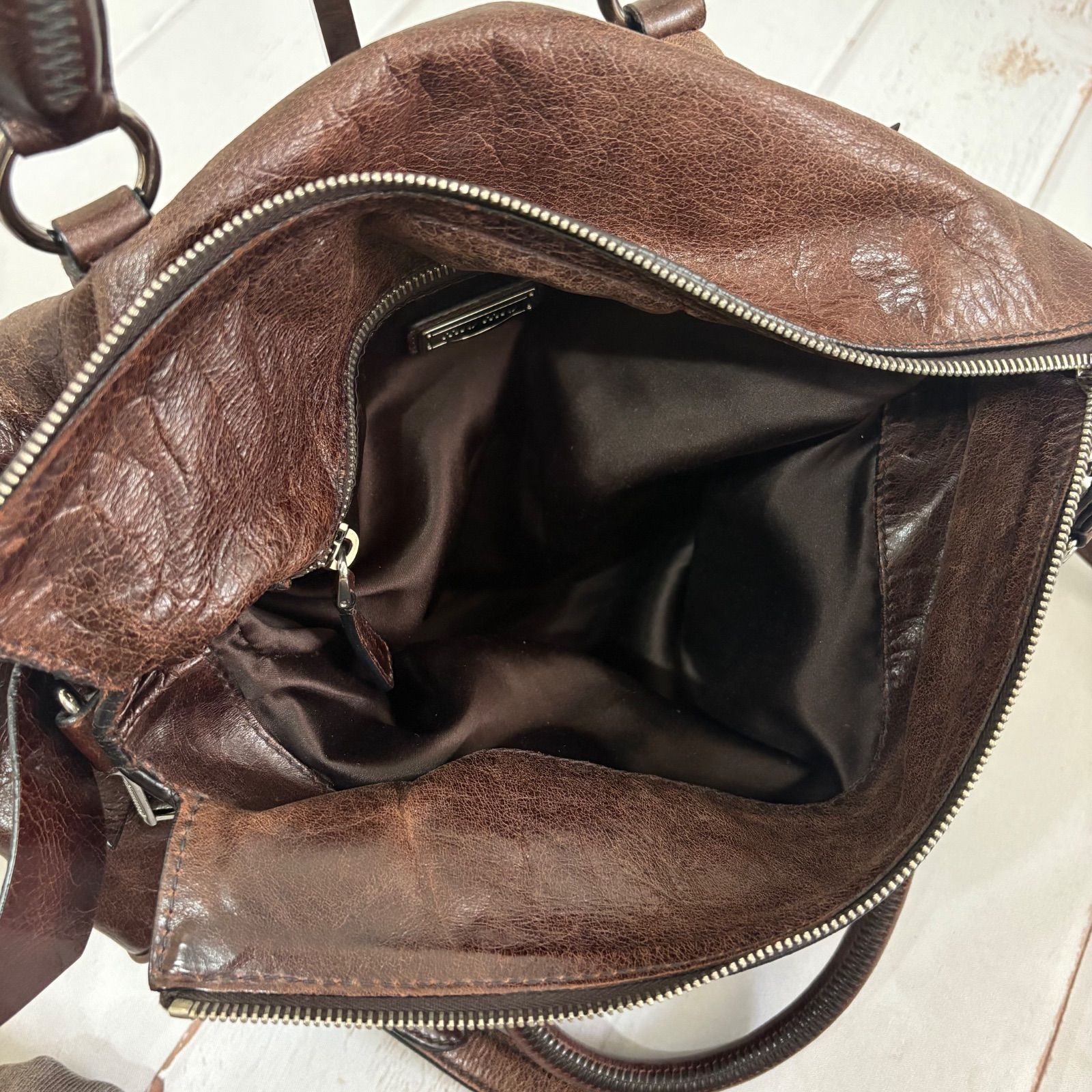 Miu Miu Vitello Lux Ribbon 2way Bag brown - メルカリ