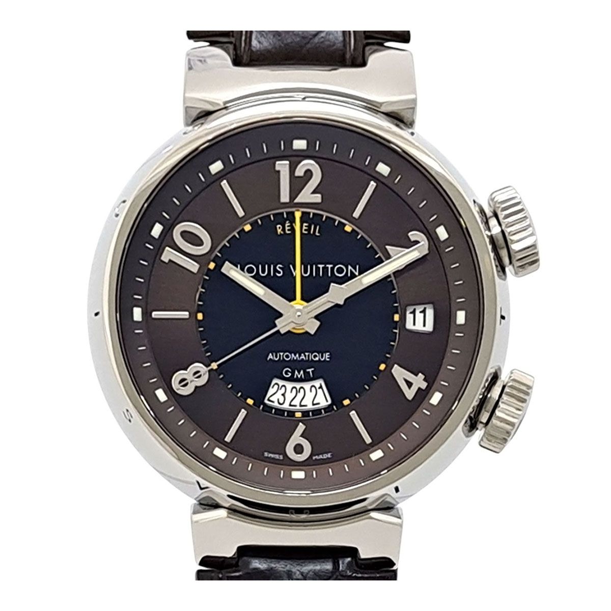 ルイヴィトン タンブール レヴェイユ GMT Q1151 自動巻き ステンレススティール メンズ LOUIS VUITTON 時計