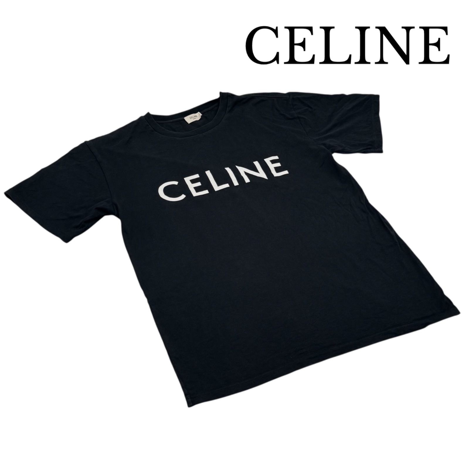 CELINE セリーヌ ルーズ Tシャツ ロゴTシャツ Tシャツ 半袖 コットンジャージー ブラック