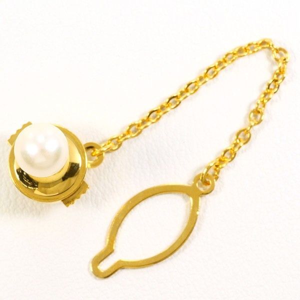 K18YG 合金 ピンブローチ brooch パール 真珠 総重量約3.7g