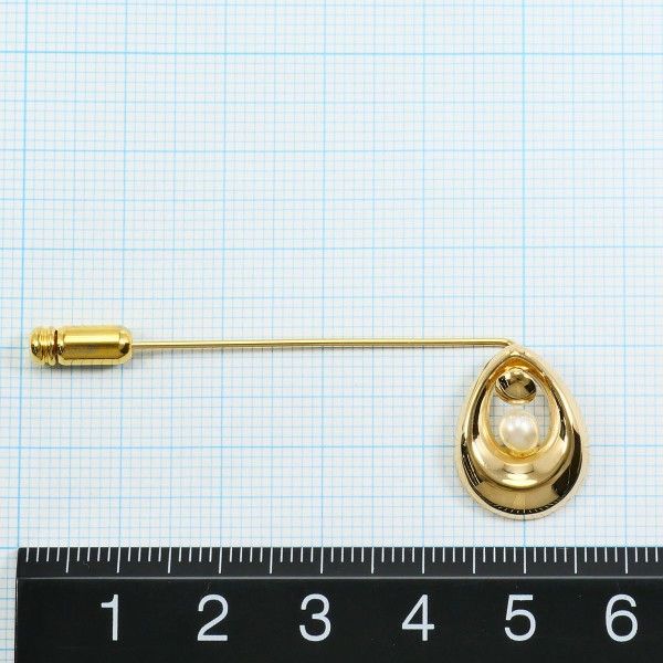 K18YG 合金 ブローチ brooch パール 真珠 総重量約1.9g