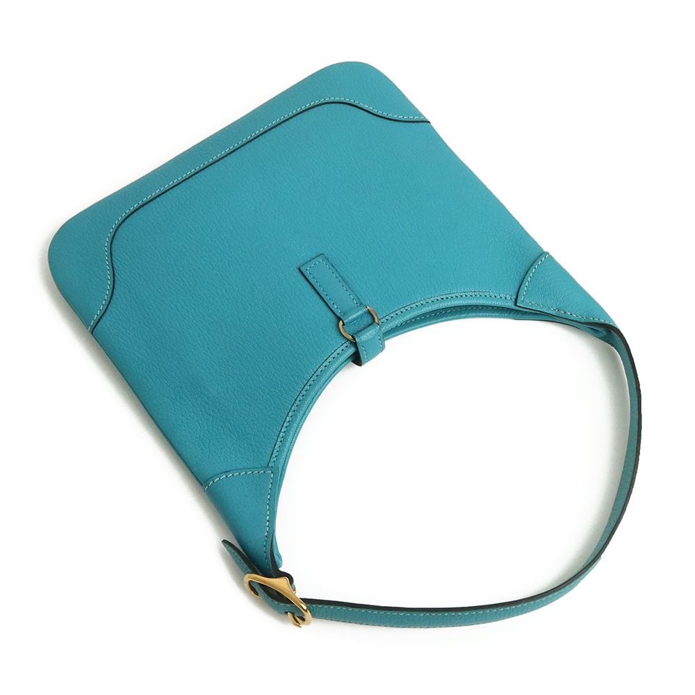 エルメス トリム 24 ワンショルダーバッグ シェーブル レザー Turquoise  ターコイズ ブルー 青 ゴールド金具 □H刻印 HERMES（中古） エルメス トリム 24 ワンショルダーバッグ シェーブル レザー