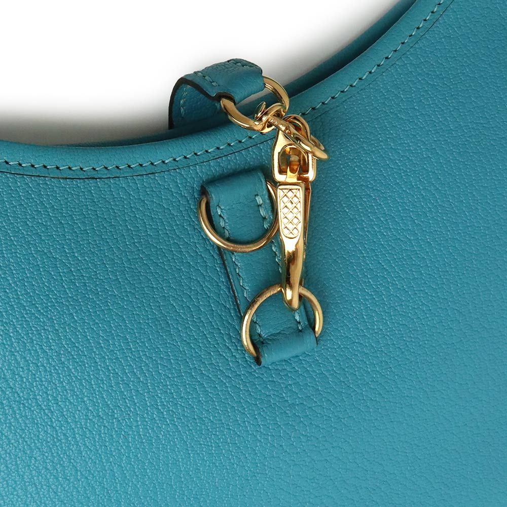 エルメス トリム 24 ワンショルダーバッグ シェーブル レザー Turquoise  ターコイズ ブルー 青 ゴールド金具 □H刻印 HERMES（中古） brandbrand_200016433019