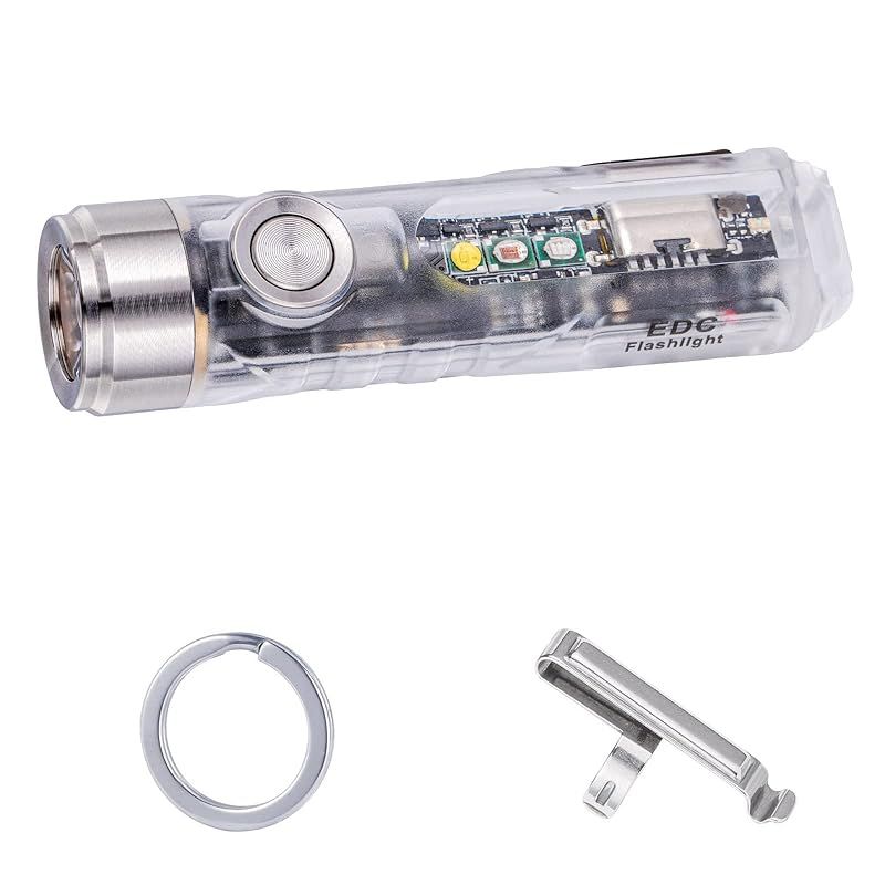 彡RovyVon A8-G4 USB-C充電式LEDライト 450ルーメン コンパクト懐中電灯 EDCキーホルダーライト マグネットベース クリップ付 3色サイドライト 白光 赤光 365nm UV 1