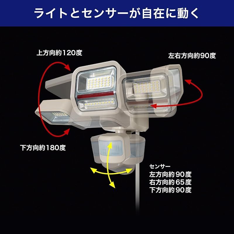 【最短翌日配送】 彡エルパ ELPA 防犯センサーライト 2200ルーメン 3灯 セキュリティ 防犯 二面発光 赤色警告灯 人感センサー 防犯対策 予知防犯 ESL-SS2003AC 1 陽気な