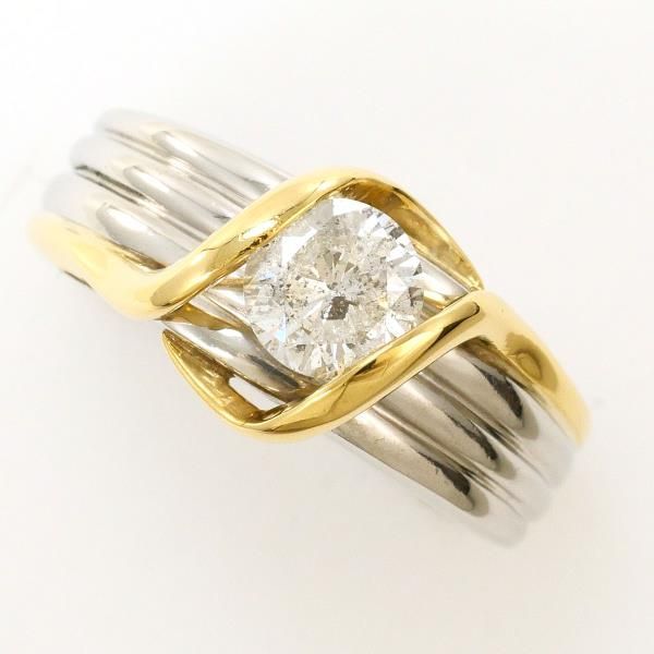 PT900 K18YG リング ring 指輪 8号 ダイヤ 0.65 鑑別書 総重量約6.5g