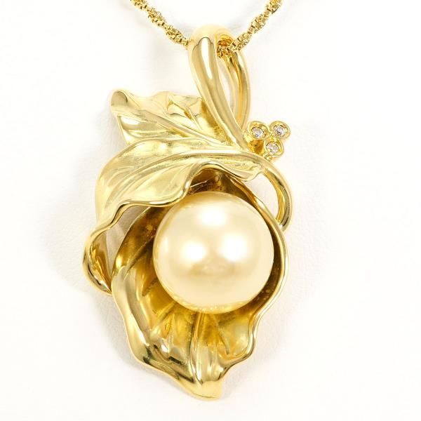 K18YG ネックレス necklace 南洋真珠 ダイヤ 0.03 カード鑑別書 総重量