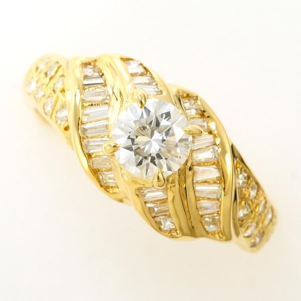 K18YG リング ring 指輪 11号 ダイヤ 0.52 0.39 鑑別書 総重量約4.3g