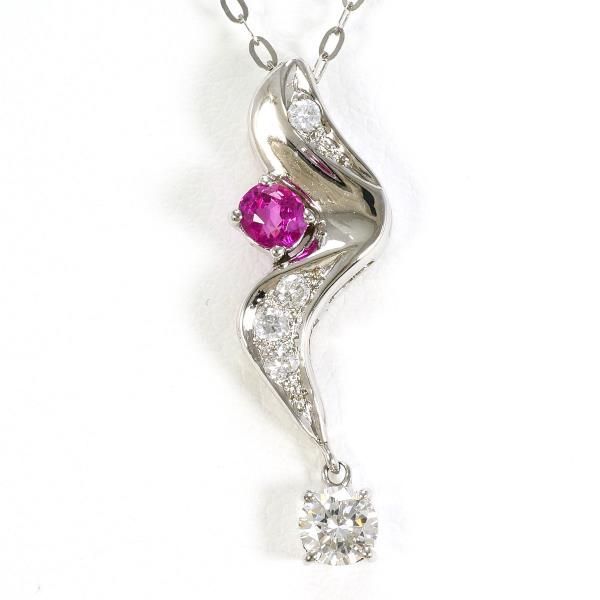 K18WG ネックレス necklace ルビー 0.30 ダイヤ 0.22 0.06 鑑別書 総重量約2.7g 約42cm