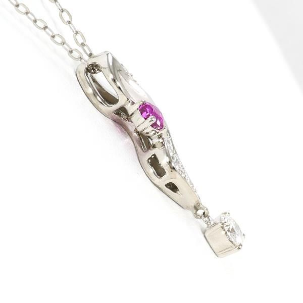 K18WG ネックレス necklace ルビー 0.30 ダイヤ 0.22 0.06 鑑別書 総重量約2.7g 約42cm