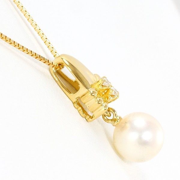 K18YG ネックレス necklace パール 真珠 ダイヤ 総重量約3.6g 約45cm