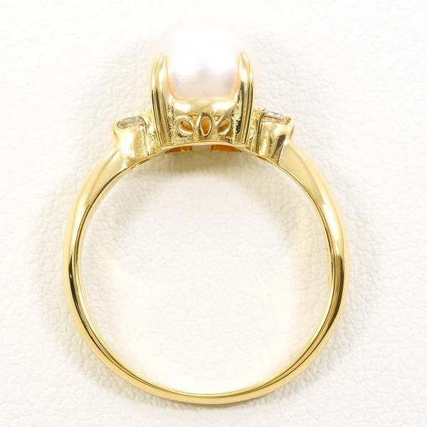 K18YG リング ring 指輪 10.5号 パール 真珠 約7.5mm ダイヤ 0.06 総重量約3.4g