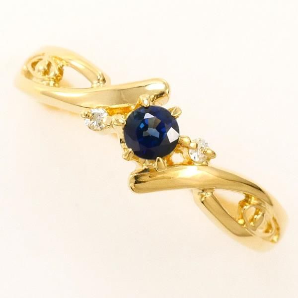 K18YG リング ring 指輪 7.5号 サファイア ダイヤ 0.02 総重量約1.4g
