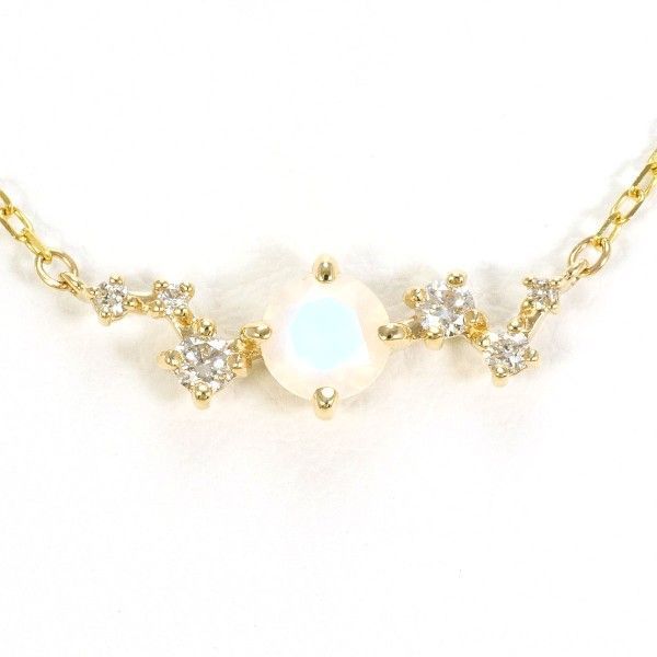 K10YG ネックレス necklace ブルームーンストーン ダイヤ 総重量約1.0g 約41cm