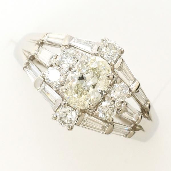 PT900 リング ring 指輪 14号 イエローダイヤ 0.706 ダイヤ 0.95 鑑定書 総重量約7.2g