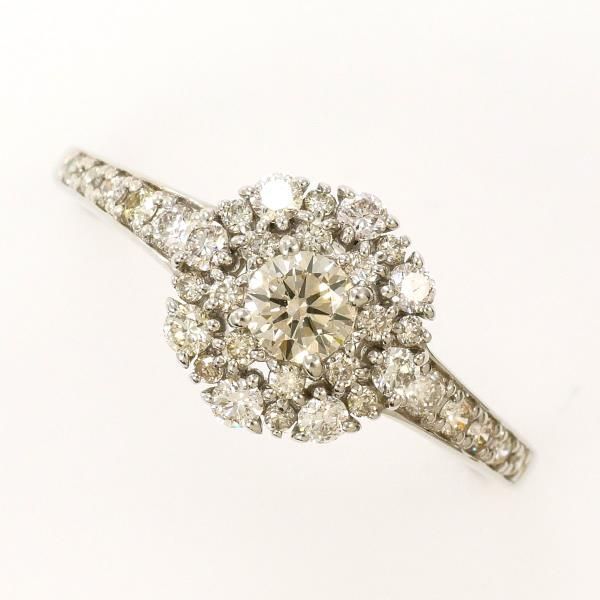 PT950 リング ring 指輪 13.5号 ブラウンダイヤ 0.55 VS2 鑑定書 総重量約3.4g