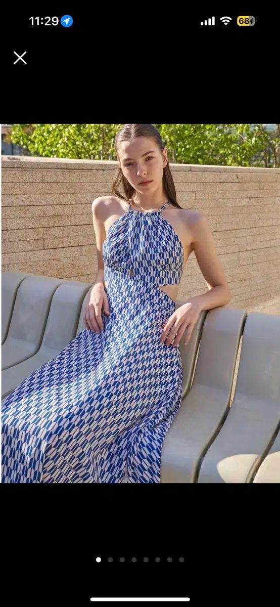 ベル ネラ ダリア ホルター ワンピース ブルー Mサイズ バックレス リゾートワンピース