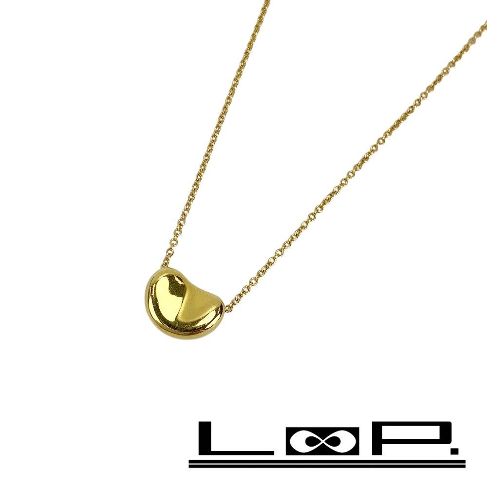 750(K18)ビーン型 ネックレス □美品□ ティファニー ビーン ネックレス アクセサリー YG 750
