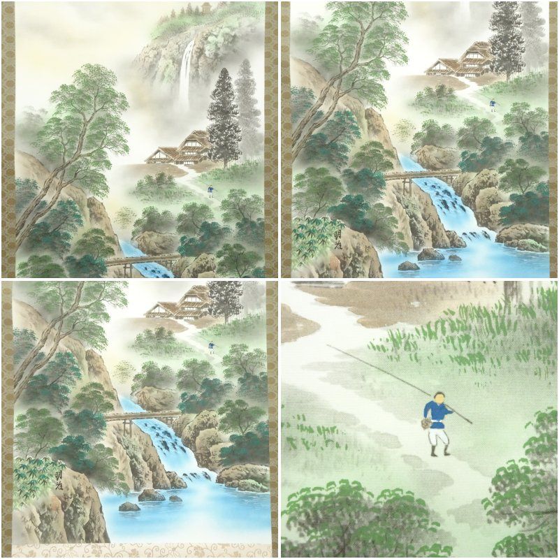 高橋健 紫陽花図 絹本 肉筆 掛軸 共箱 二重箱 日本画 香川県 698 高橋